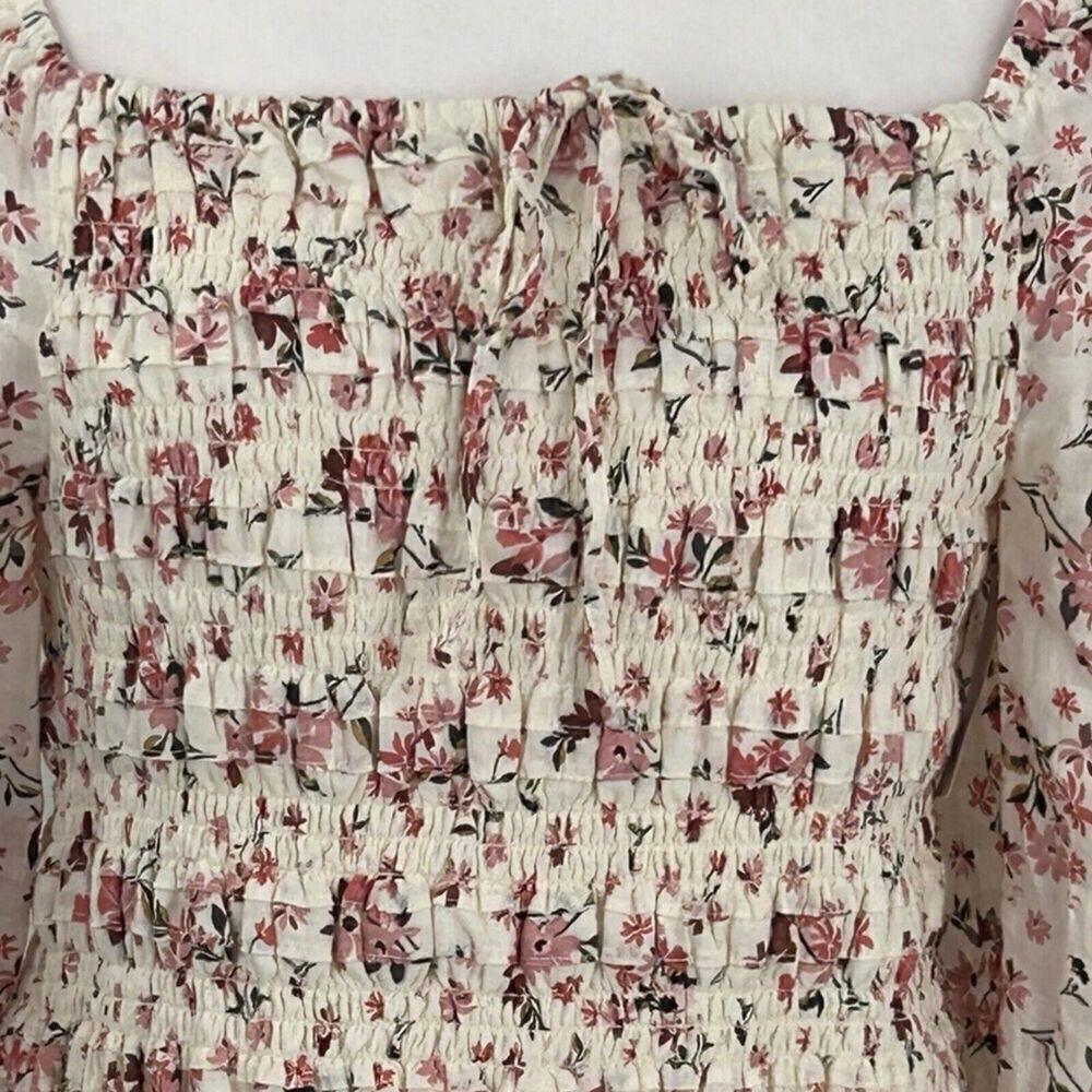 American Eagle Puff Square Neck Ruched Floral Crop Cottagecore Size Large - Picture 15 of 16